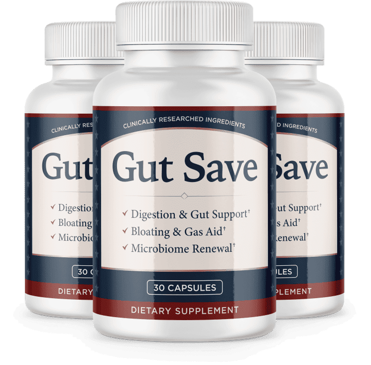 Official Gut Save 3 bottle pack for 60-day digestive health support