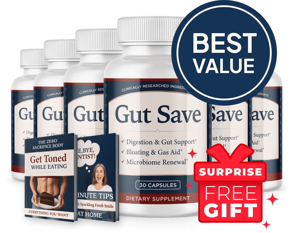 Official Gut Save 6 bottle pack for 60-day digestive health support